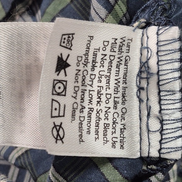 Eddie Bauer Blue & Green Plaid Short Sleeve Button Up Shirt Men's Large Tall - Picture 10 of 11